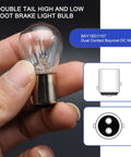Plug N Play 1157 Bay15D P21 5W S25 High And Low Beam Halogen Brake Light showcased in hand with diagram details.