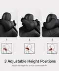 Three adjustable height positions for Slick Comfort Memory Foam Car Headrest Neck Pillow For Tesla Cybertruck 2024 To 2026.