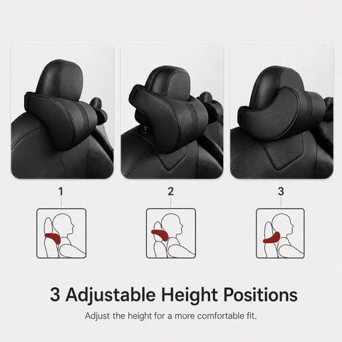 Three adjustable height positions for Slick Comfort Memory Foam Car Headrest Neck Pillow For Tesla Cybertruck 2024 To 2026.