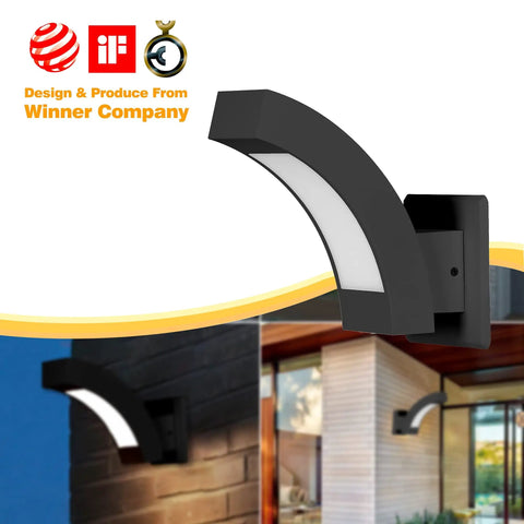 Outdoor LED Wall Light Sconce Black Aluminum, Modern Porch Lamp For Front Door, Garden, Yard And Patio, IP54 Weatherproof