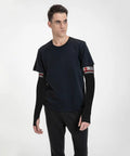Crushing The Heat With Style These Cool Ice Silk Arm Sleeves showing a man wearing black sleeves with US flag design.