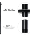 16 Inch Matte Black Ceiling Mounted Shower Arm And Flange For Rain Shower Head, Anti Rust Stainless Steel Design