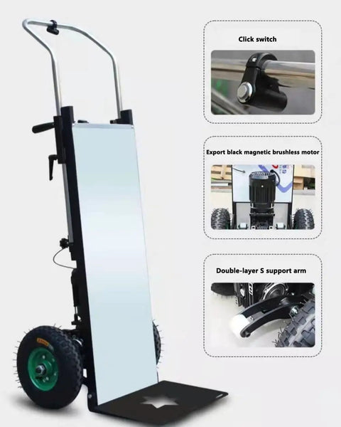 Smooth Electric Stair Climber Hand Truck Battery Powered Trolley Motorized Moving Cart For Home Relocation Heavy Duty Loader Tool with brushless motor.