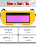 Auto Darkening Welding Goggles With Adjustable Shade And Two Sensors Protective Welder Glasses front view details