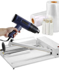 Professional Manual Heat Sealing Cutter Machine For POF And PE Film Shrink Wrap Gun with adjustable heater and film rolls.