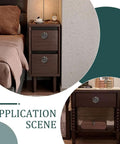 Antique Bronze Drawer Pull Ring Set 8 Pack 2.2 Inch Alloy Cabinet Knobs on nightstands in bedroom setting