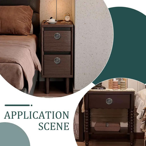 Antique Bronze Drawer Pull Ring Set 8 Pack 2.2 Inch Alloy Cabinet Knobs on nightstands in bedroom setting