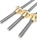 2Pcs T30 Trapezoidal Lead Screw And Brass Nut 30Mm Stainless Steel Threaded Rod 1000Mm Length 6Mm Pitch side view showing threads and brass nuts
