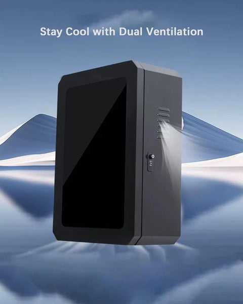Outdoor EV Charger Enclosure Box For Wall Chargers Heavy Duty Steel Lock Box With Tempered Glass Front Weatherproof Cabinet