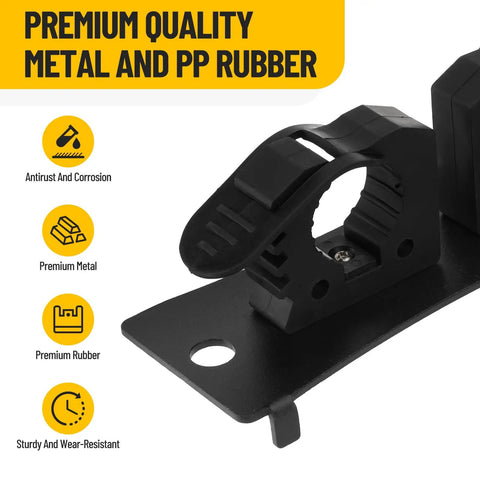 Heavy Duty Bed Rail Mount Brackets For Toyota Tacoma Truck Shovel Axe Tool Holder featuring premium metal and PP rubber.