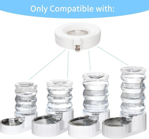 Water Dispenser Replacement Filters Pack For Automatic Pet Fountains With Triple Filtration System showing compatibility with 5L-9L fountains