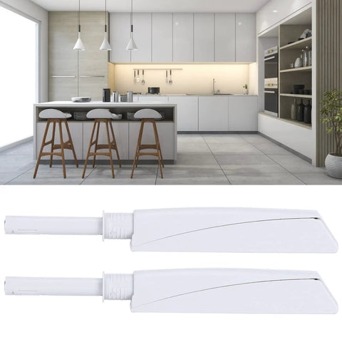 2 Pack Push To Open Door Catch Magnetic Touch Latch Damper Buffer for Cabinets, shown with modern kitchen cabinetry