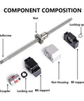C5 Lead Screw Kit For SFA2010 RM2010 Ball Screw System With Ballnut Nut Housing End Support And Coupler Customizable Size 400mm Length For CNC DIY Projects And Precise Motion Control showing ballscrew, BK/BF supports, coupler
