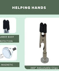 Soldering Wire Holder Go To Four Arm Helping Hands Tool With Magnetic Base and 360 Degree Rotatable Arms, close-up view.
