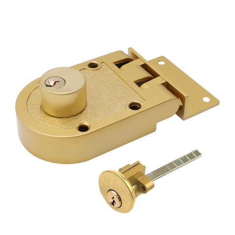 Heavy Duty Jimmy Proof Deadbolt Lock Double Cylinder With Keys Gold For Superior Home Security Fits Doors One And Three Eighths To Two And Three Eighths Inches Thick Includes Mounting Hardware