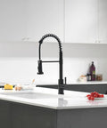 Glossy Black Touchless Kitchen Faucet With Pull Down Sprayer, Single Handle, Wave To Activate Sensor, Auto Shutoff After 3 Minutes