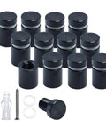 Dead Simple To Install, Rock Solid Aluminum Wall Spacers And Standoff Screws For Acrylic Signs, No Fuss Wall Mounting Hardware Kit, Sleek Black Finish, Top Notch Durability, One Half Inch Size - set of black aluminum spacers.