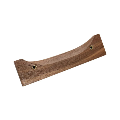 Walnut Wood Finger Pull Handles For Drawers 3.8 Inch Hole Distance Solid Drawer Pulls Set Of 4 with smooth finish shown at angle