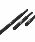 Three Piece Magnetic Bit Holder Set With Quarter Inch Hex Shank For Power Drills And Drivers Includes Two And A Half Inch Four Inch And Six Inch Extensions For Secure Bit Retention And Workhorse Reliability, black extensions