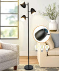 Tree Floor Lamp With 3 Lights, Industrial Modern Reading Floor Lamp With Adjustable Metal Heads in living room setting