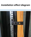 Installation effect of Heavy Duty Steel Vertical Cable Management Brackets for 19 Inch Server Rack with orange cables organized.