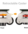 Built Tough Heavy Duty Leveling Casters Set Of 4 Retractable Machine Wheels With Firm Adjustable Feet For Industrial Equipment That Handles Up To 2400 Lbs Per Caster With Zero Wiggle Room So You Can Mount And Roll Your Setup Flawlessly showing fixed and mobile retractable caster features.