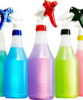 Chemical Resistant 24 Oz Spray Bottles 10 Pack Heavy Duty Trigger Sprayer With Adjustable Nozzle Leak Proof Design For Automotive Detailing Window Washing And Janitorial Work Built Solid For The Daily Grind in assorted colors.