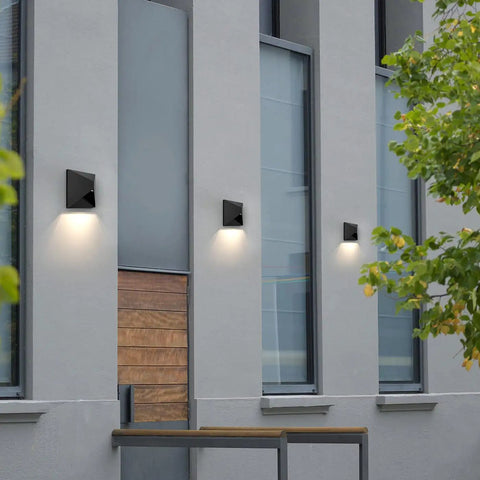 Outdoor Wall Light 8W LED Waterproof Sconce for Front Porch Patio and Garage Modern Black Finish on exterior wall