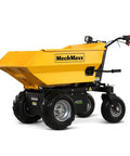 Electric Mini Dumper 1100Lbs Capacity Wheel Barrow With 48V Brushless Motor showcasing bright yellow design and robust wheels for utility work.