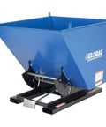 Super Top Notch Heavy Duty Steel Self Dumping Forklift Hopper With Straight Up Bump Release, blue steel construction for waste disposal.