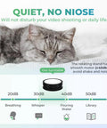 Flyrivergo 7.9Inch Rotating Display Stand With Led Light near a sleeping cat, showcasing its quiet operation for videos.