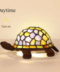 Blue Glass Turtle Night Light With Handcrafted Inlays And Warm 2700K LED Glow For Home Or Office Decor daytime view