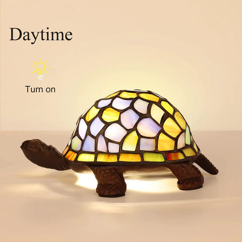 Blue Glass Turtle Night Light With Handcrafted Inlays And Warm 2700K LED Glow For Home Or Office Decor daytime view