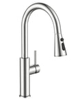 FORIOUS Kitchen Faucet with Pull Down Sprayer, High Arc, Brushed Nickel, tall design with a pull-down spout and a lever handle.