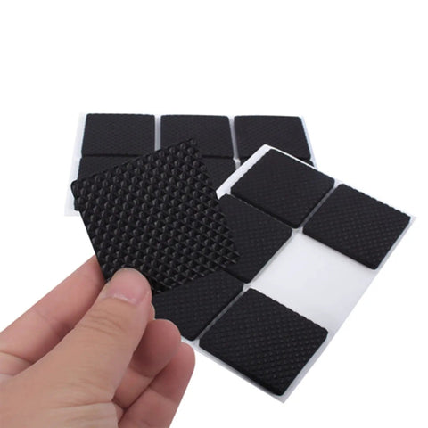 Close-up of Self Adhesive Rubber Feet Pads For Furniture And Hardwood Floors, Durable Floor Protectors, Anti Scratch Cushions, 12 Pack, Black