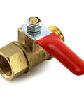 Heavy Duty Brass Ball Valve with red handle, part of 10 Pack One Quarter Inch Male To Female NPT Shut Off Fittings for Water Air Steam Oil Gas