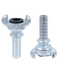 Four Piece Three Quarter Inch Hose Barb Air Fittings Kit With Safety Locks And Washers shown with claw grip connectors