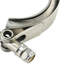 Close-up of Sick 304 Stainless Steel Exhaust V Band Clamp Engineered For Extreme Heat Drag Racing And Street Builds With Rock Solid Seal And Zero Leakage Two Inch Diameter.