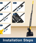 Indoor Outdoor Heavy Duty Broom And Dustpan Set With Upright Plastic Dust Pan And Two Brooms, 13.5 Inch Wide Dustpan With Lid Installation Steps