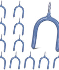 Heavy Duty Steel U Hooks 12 Pack With Anti Slip Coating For Garage Storage And Organization Easy Screw In Wall Mount Hardware Ideal For Bikes Ladders Tools And Garden Gear Durable Workhorse For Home Improvement, displayed in blue with screw-in design.