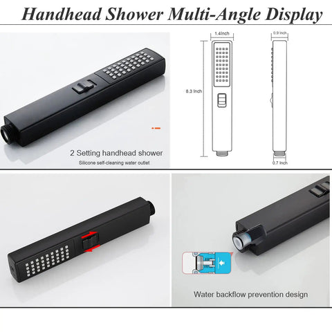 8 Inch Rain Shower Head With Handheld, High Pressure Stainless Steel, Two Settings, Rainfall Shower Combo With Holder