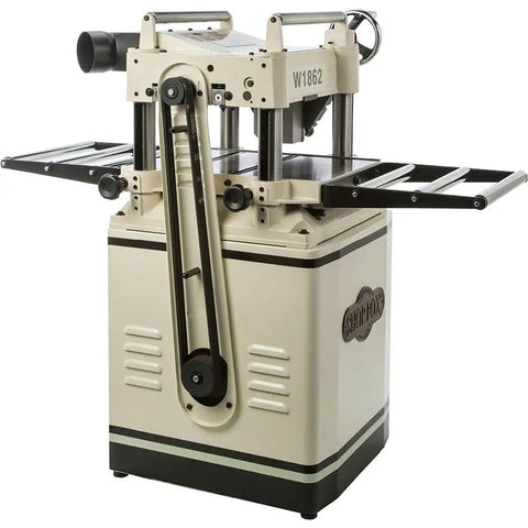 Heavy Duty 15 Inch Electric Wood Planer With A Beefy 3 HP Motor And Rock Solid Cast Iron Table Designed For Smooth Operation Featuring Ball Bearing Rollers And Reliable Magnetic Switch For Killer Results