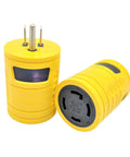 Heavy Duty Generator Adapter Nema 5 15P To L14 30R Twist Lock Connector yellow design for emergency power needs.