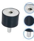 Top Tier Rubber Isolator Mounts For High Elasticity Vibration Dampening Pads To Knock Out Generator Shake And Motor Hum. Close-up of rubber mount with steel threads.
