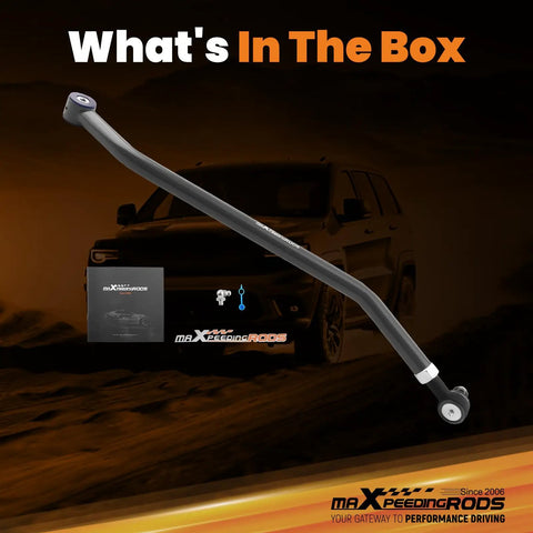 Beefed Up Front Adjustable Track Bar For Jeep Cherokee XJ And Wrangler TJ Fits 1.5 To 4.5 Inch Lift Ranging From 32.28 To 33.46 Inches Helps Center Axle And Reduces Wobble Off Road Ready Upgrade Durable Steel Construction, gray steel front adjustable track bar with bushing ends