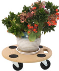 Beefy Heavy Duty Wooden Moving Dolly With Wheels For Furniture And Appliances 500 Lbs Capacity Non Slip Pads Rolling Platform Cart For Moving Heavy Items And Boxes, round wood dolly with potted plant