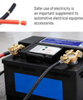 Top Shelf 2 Gauge Car Battery Cable 2 Pack Flexible Wiring Harness with Tight 3/8 Inch Ring Terminal connected to a battery.