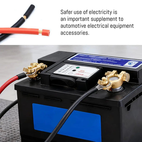 Top Shelf 2 Gauge Car Battery Cable 2 Pack Flexible Wiring Harness with Tight 3/8 Inch Ring Terminal connected to a battery.