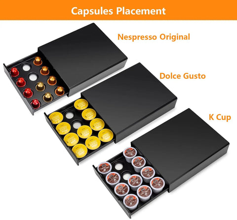 Stash Your Coffee With This Space Saving K Cup Pod Drawer Organizer For 20 Pods Fits Nespresso Dolce Gusto And K Cup Capsules