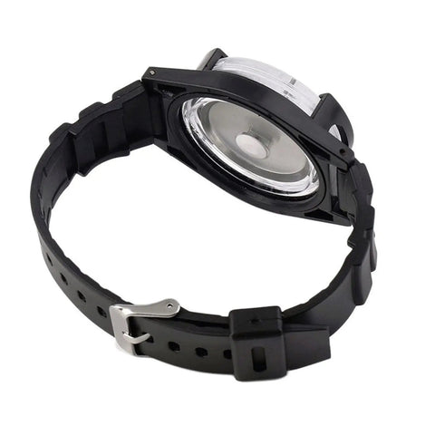 Back view of Dope Tactical Wrist Compass For Outdoor Adventures, Hiking And Camping Gear with black band, highlighting strap design.